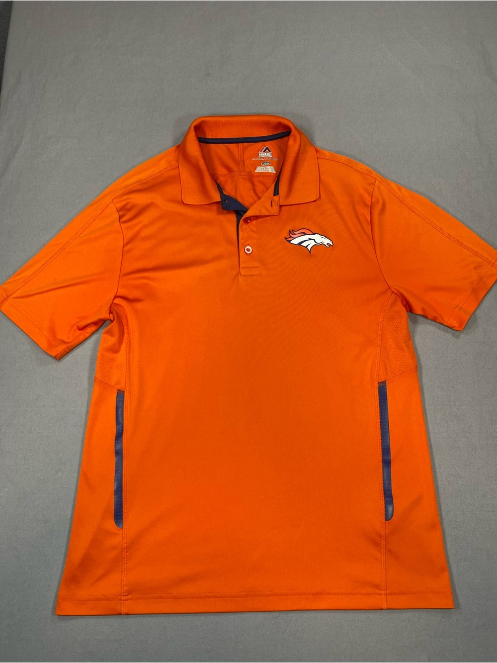 Majestic Orange Denver Broncos Polo with Navy Trim